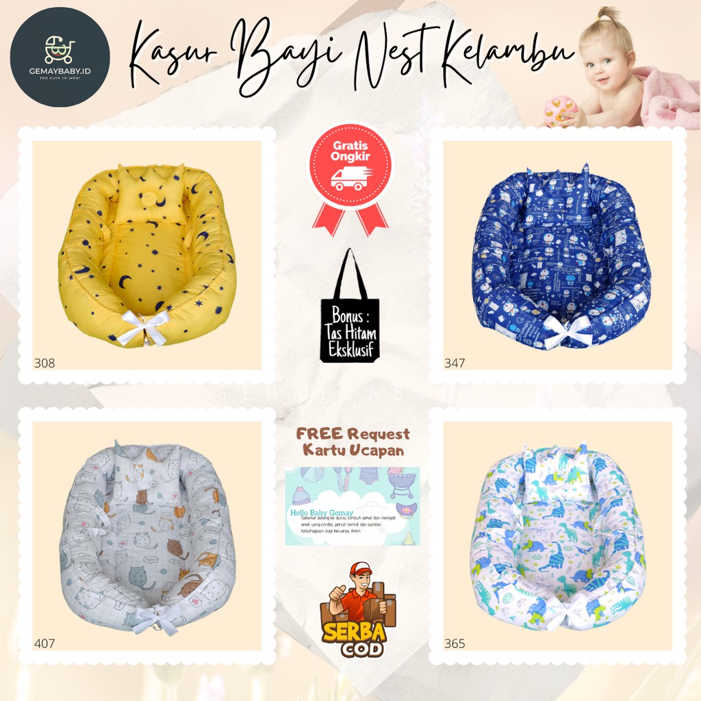 Kasur Bayi Model Prahu Motif Star Moon Doraemon Cat Kucing Spiderman Bulan Bintang Baby Nest Kelambu