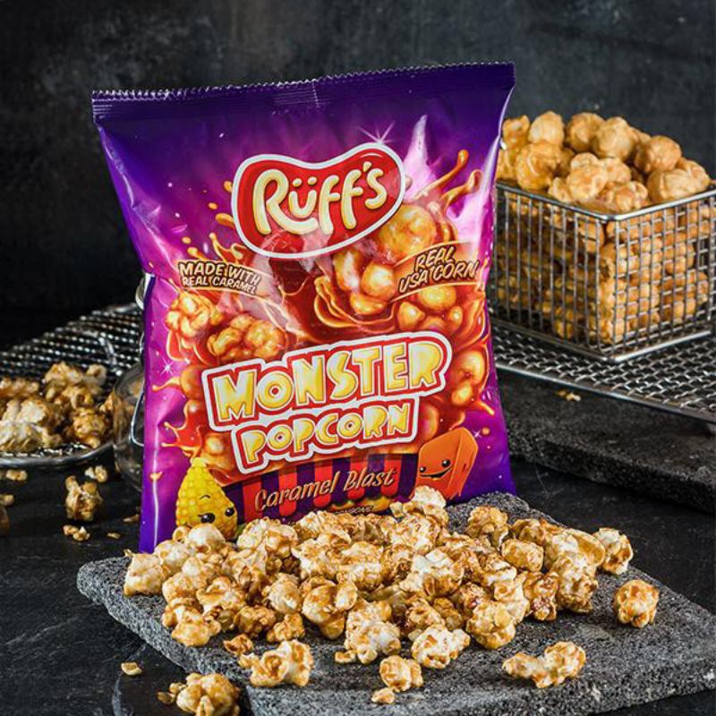 Ruff's Monster Popcorn Caramel Blast 70gr / Ruffs Pop Corn Karamel Glazed Jolly Time