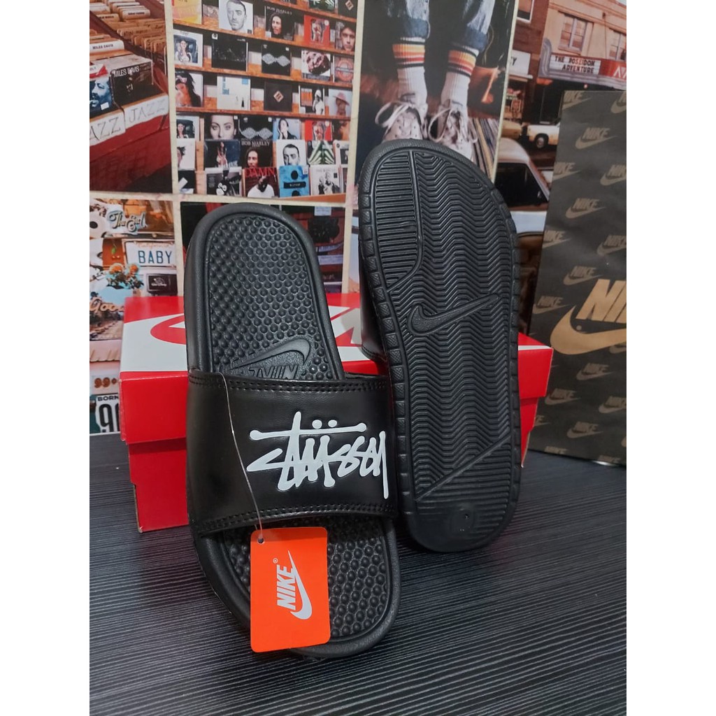 SANDAL SLOP KARET HITAM STUSSY ORI SENDAL NIKE SELOP TERMURAH WANITA PRIA SLIDE FLIP FLOP MURAH-1
