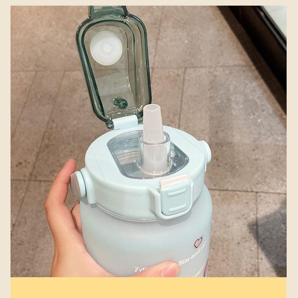 Solighter Botol Air Minum Plastik Besar 2000ml Penanda Waktu Travel Kettle Anti Bocor Water Jug