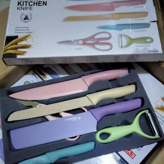 Pisau Set Evcriverh Corrugated Kitchen Knife (Knife Set 6 pcs)