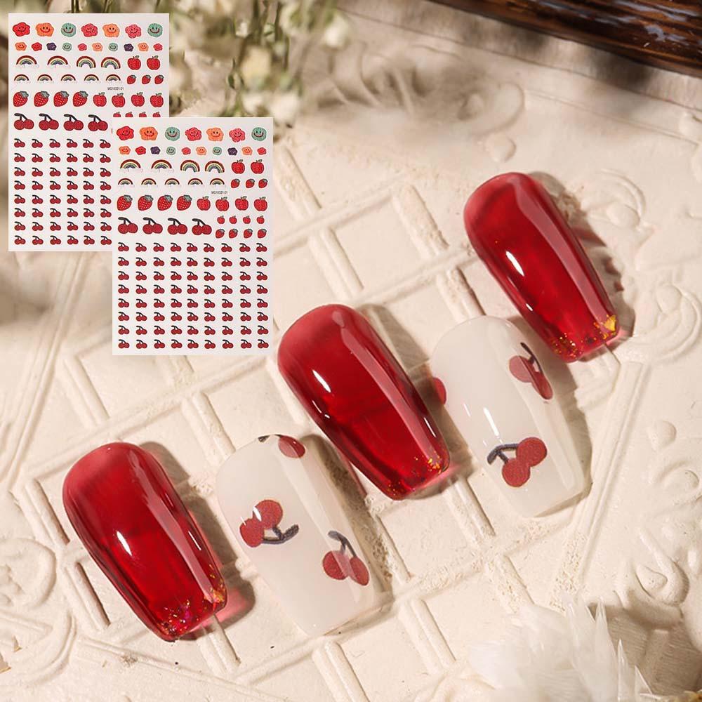 AUGUSTINA Agustina Stiker Nail art Perekat Beruang Ceri Jepang DIY Nail art