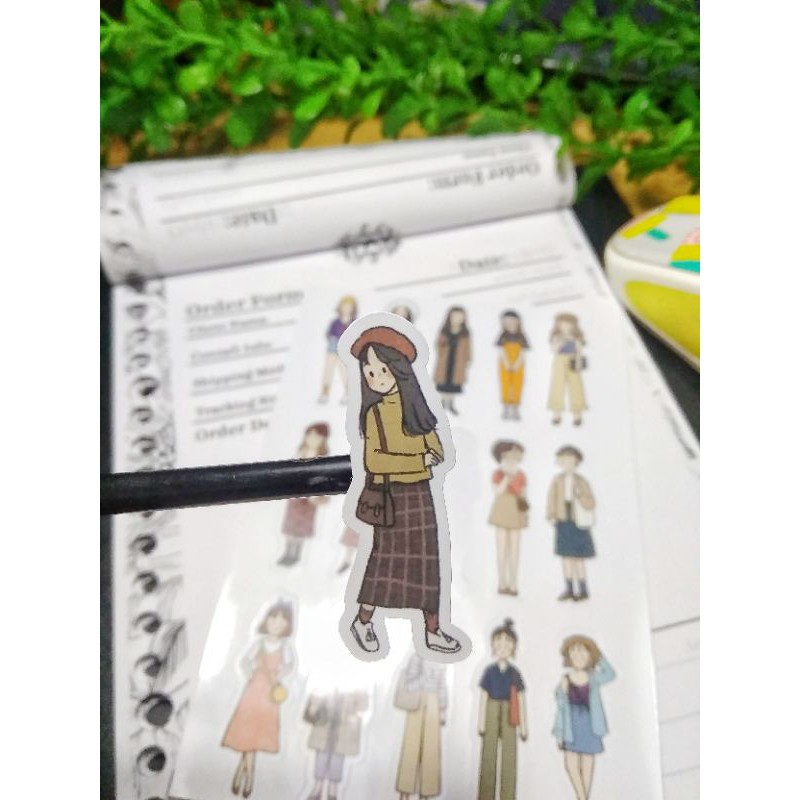 

15 stiker cute outfit korea untuk jurnal atau scrapbook