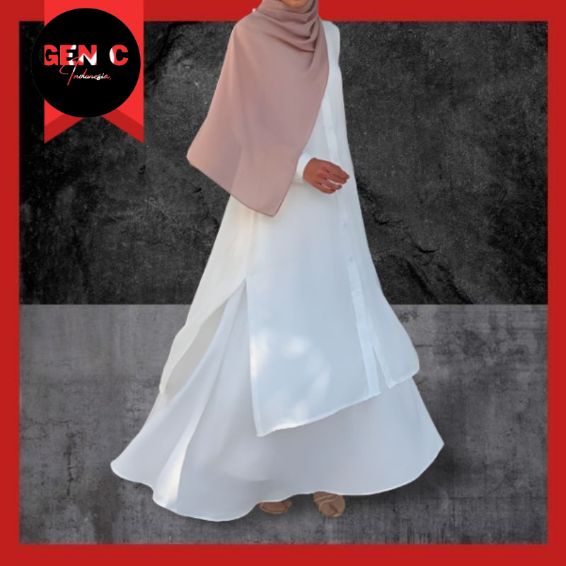 New Deals Baju One Set Tunik + Rok Jumbo Setelan Malaysia Long Tunik Syar'I Setelan Long Tunik Rok
