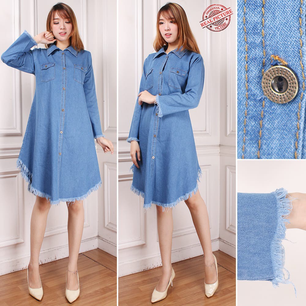 Namira Dress jeans maxi wanita jumbo fit to XL