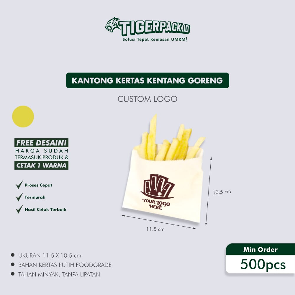 

Kantong kertas putih untuk kentang goreng / Donat - Custom Logo