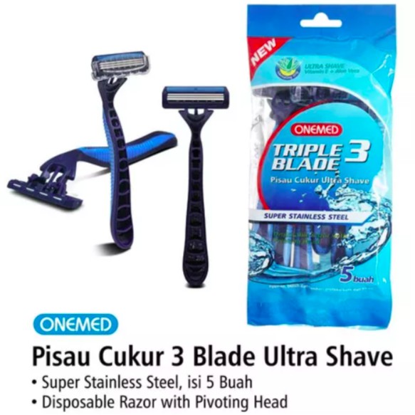 Pisau Cukur Ultra Shave 3 Blade Pack Isi 5pcs seperti Gillete