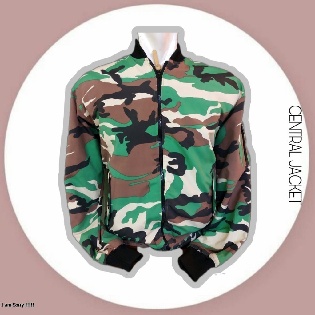 JAKET BOMBER MOTIF LORENG PREMIUM - BOMBER PRIA BOLAK BALIK MOTIF ARMY LORENG