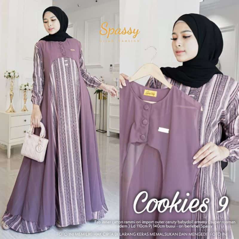 DRESS GAMIS COOKIES 9 BY SPASSY SHAKILA ORI MIX OUTER CERUTY BABYDOLL ORIGINAL / GAMIS SHAKILA / GAM