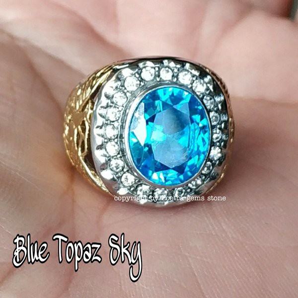 CINCIN BATU PERMATA ROYAL BLUE TOPAZ SKY MINIMALIS