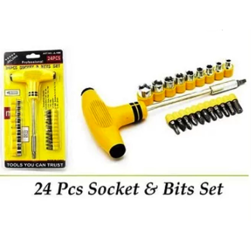 Obeng T 24 pcs Socket &amp; Bit Set / Kunci Sok Obeng Dan Kunci T / Kunci dan Obeng Murah