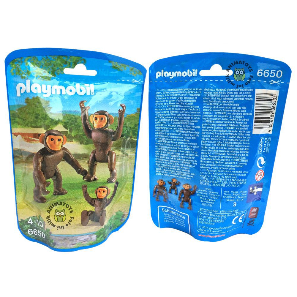 Action Figure Hewan Simpanse Chimpanzee Family Playmobil 6650 Animatoys