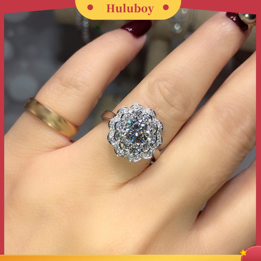 Hu Hu Hu Hu Hu Alat Bantu Pasang Kacamata♡ Cincin Wanita Hias Cubic Zirconia Berkilau Untuk Pesta