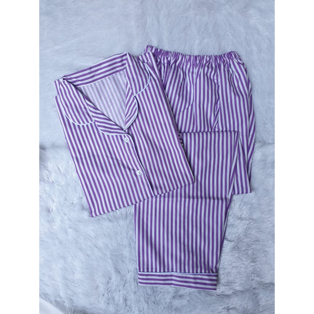 PIYAMA BAJU TIDUR WANITA CEWEK LENGAN PANJANG MOTIF SALUR / BAJU TIDUR MOTIF SALUR  / PIYAMA SALUR