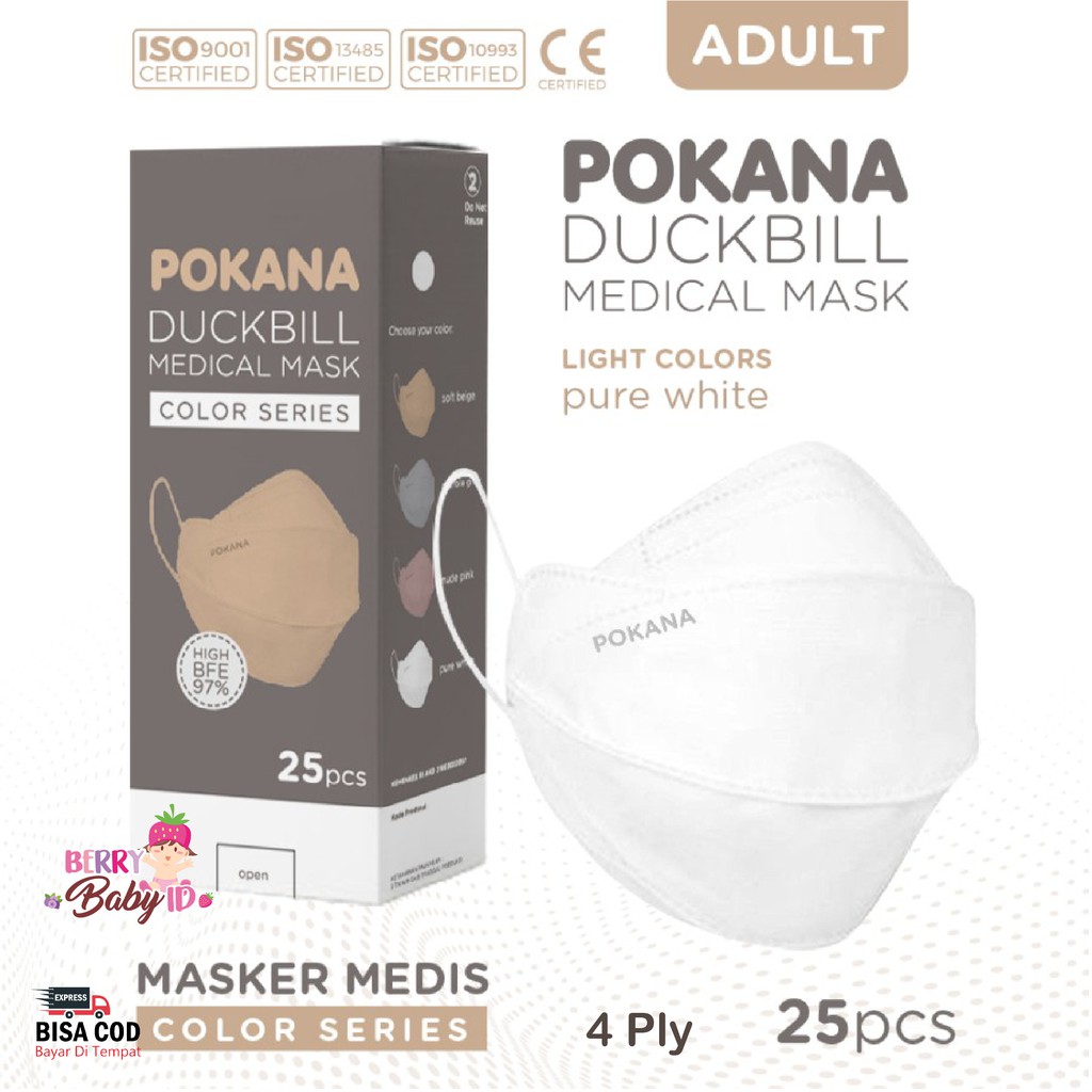 Pokana Adult Duckbill Medical Mask Color Series Masker Dewasa 25 Sheet Berry Mart