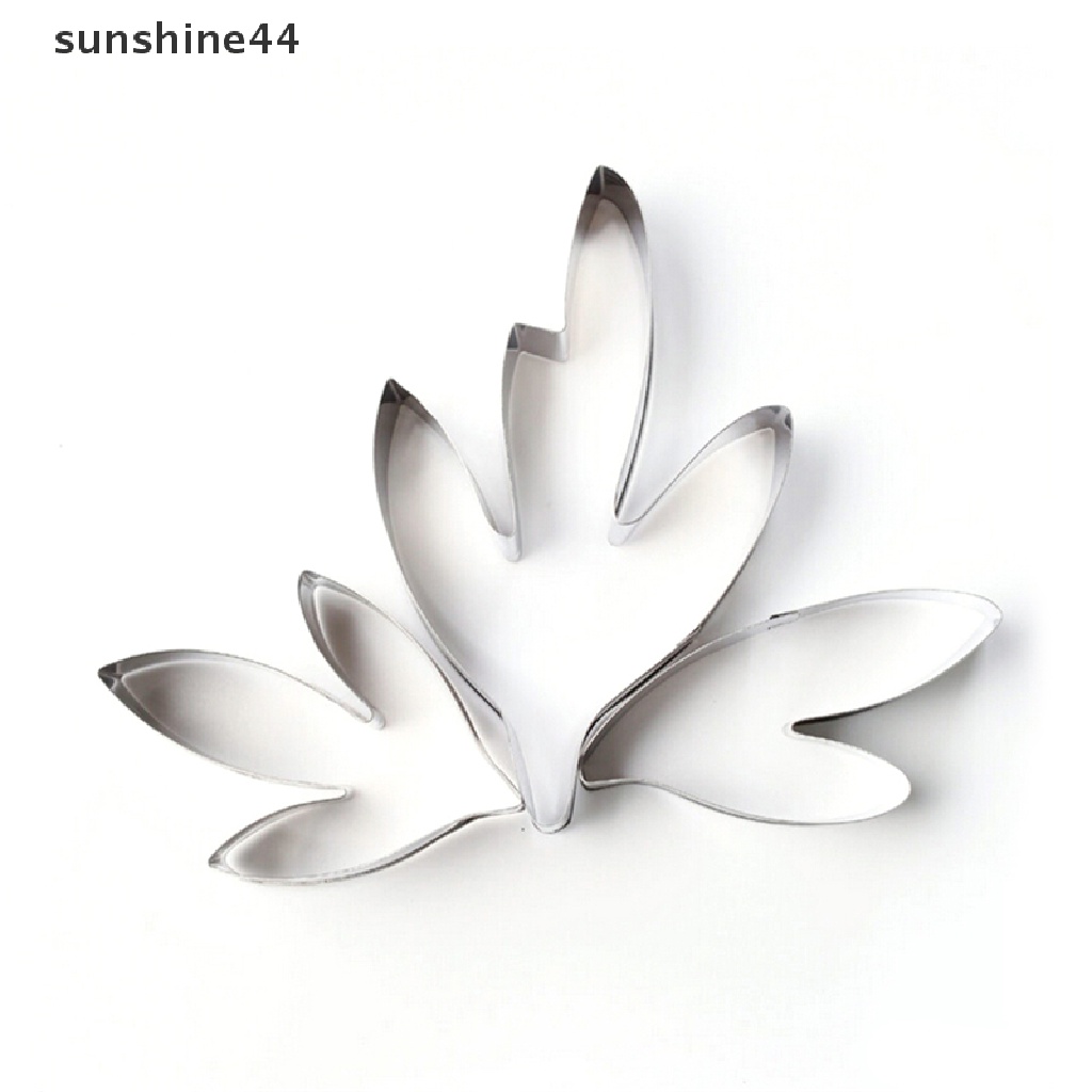 Sunshine Set Cetakan Cutter Stainless Steel Bentuk Bunga Peony + Daun Untuk Dekorasi Fondant Kue