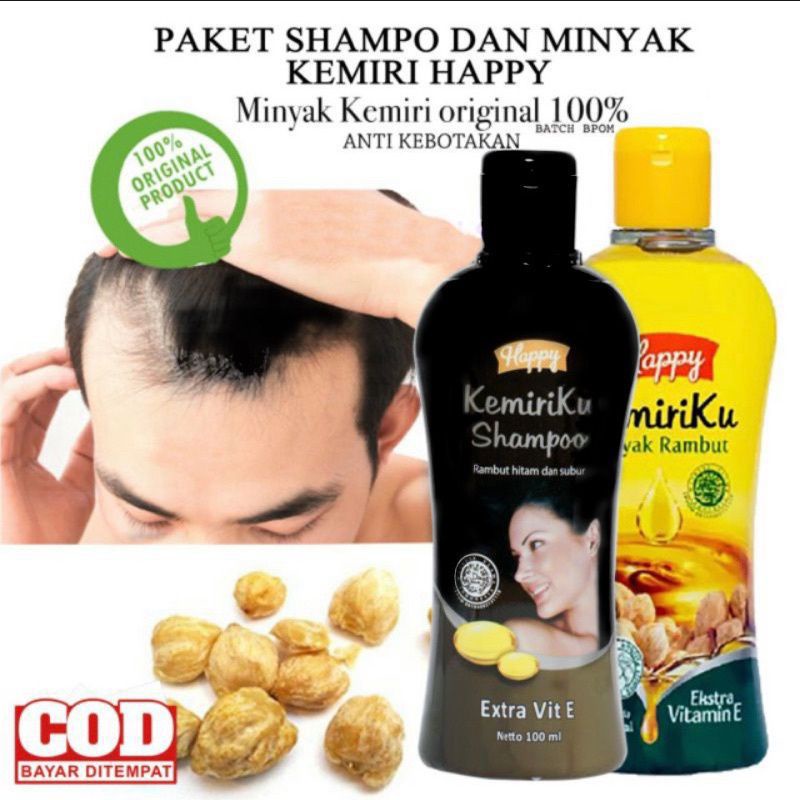 PAKET MURAH Penghilang Uban 100% Ampuh Original BPOM - Happy Kemiriku Shampoo dan Minyak Rambut Penumbuh Rambut Botak