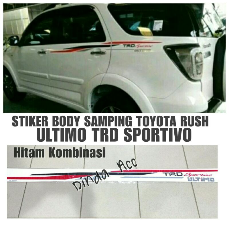 Stiker Mobil Body Samping TRD Sportivo Rush Ultimo (Hitam-Merah)