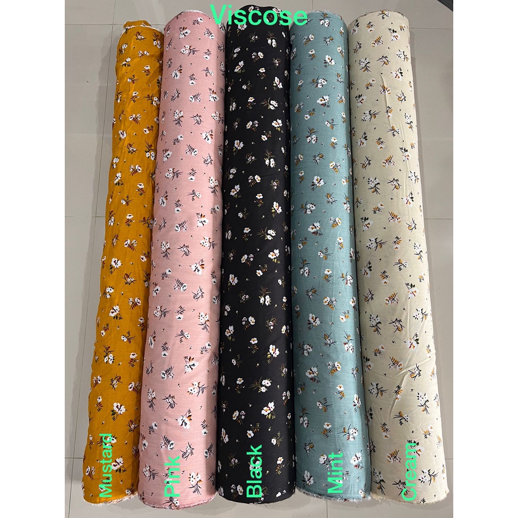 BISA COD // ECER KAIN METERAN // HARGA PER 0,5M // RAYON VISCOSE // MOTIF POLKADOT DAISY ZEBRA BUNGA