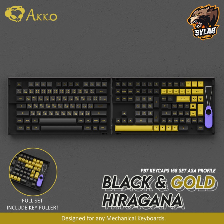 Akko Black & Gold Hiragana Version ASA Profile Keycaps