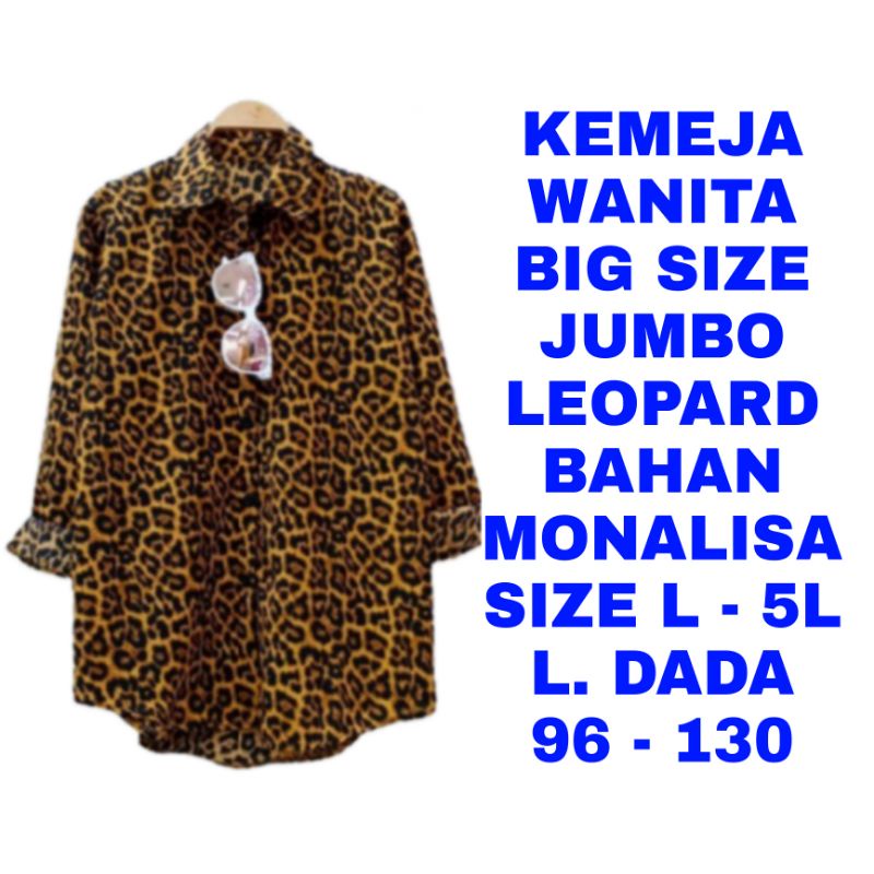 WK KEMEJA LEOPARD WANITA JUMBO ATASAN BATIK KERJA BIG SIZE