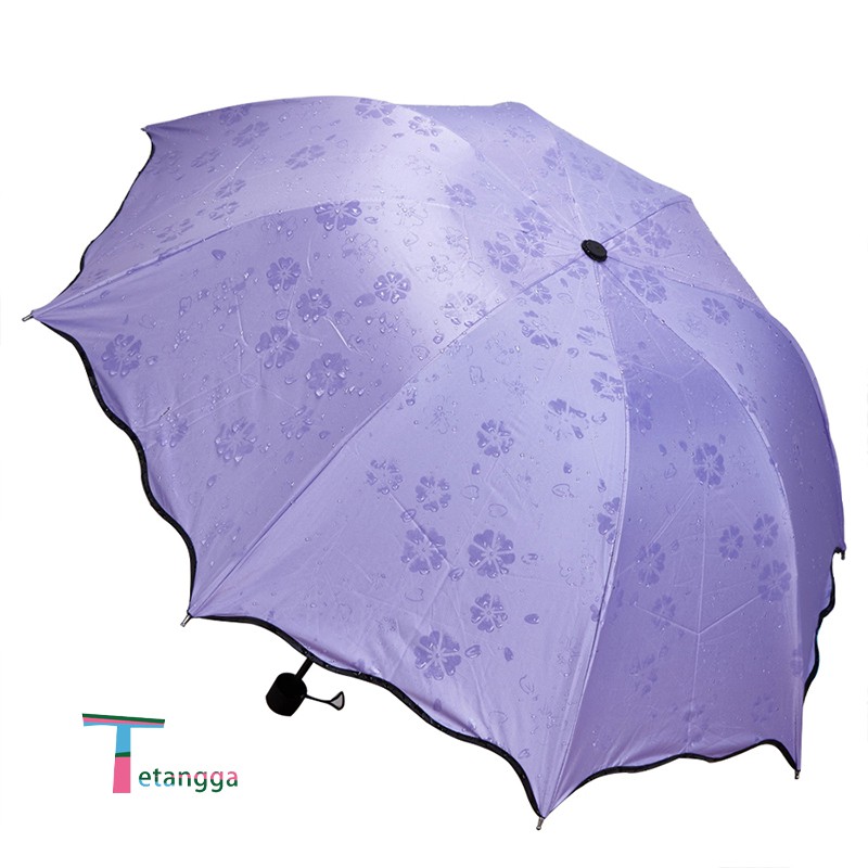3D Payung Lipat Magic Umbrella / Dimensi Lapisan Hitam ANTI UV ( Gelombang )  AJ-14 Flowers Umbrella Image 8