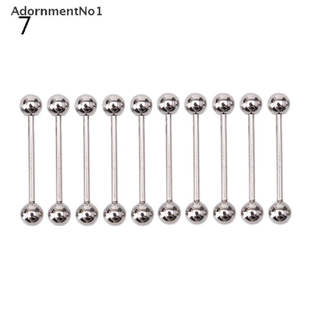 (AdornmentNo1) 10pcs / Set Anting Tindik Lidah / Puting Bentuk Barbel Bahan Stainless steel Untuk Wanita