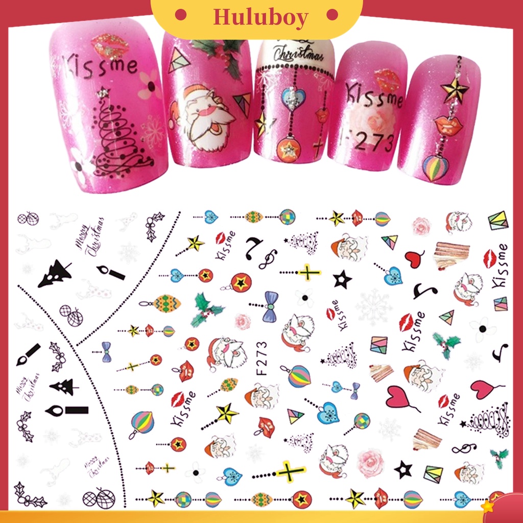 Huluboy Huluboy♡ Stiker Kuku Motif Natal Untuk Dekorasi Nail Art