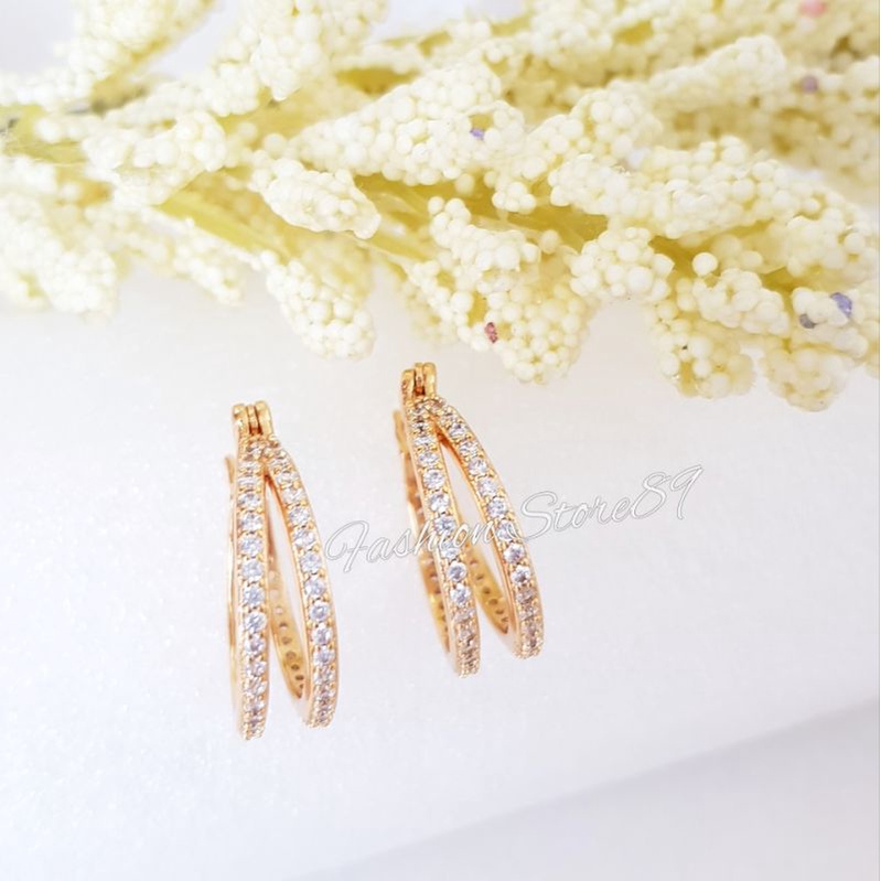 Anting Bulat Anting tusuk model bulat full permata dan motif impor xuping Bestquality lapisemas