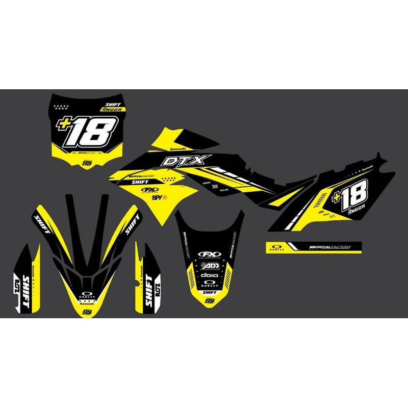 DECAL MOTOR D-TRACKER VARIASI WARNA KUNING NAMA DAN NOMER BISA DI GANTI