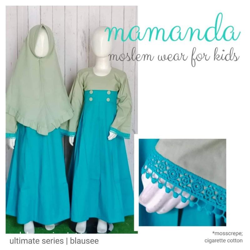 Gamis Anak Perempuan Mamanda Baju Muslim Cewek Lengan Panjang Stelan Setelan Cewe Set Jilbab