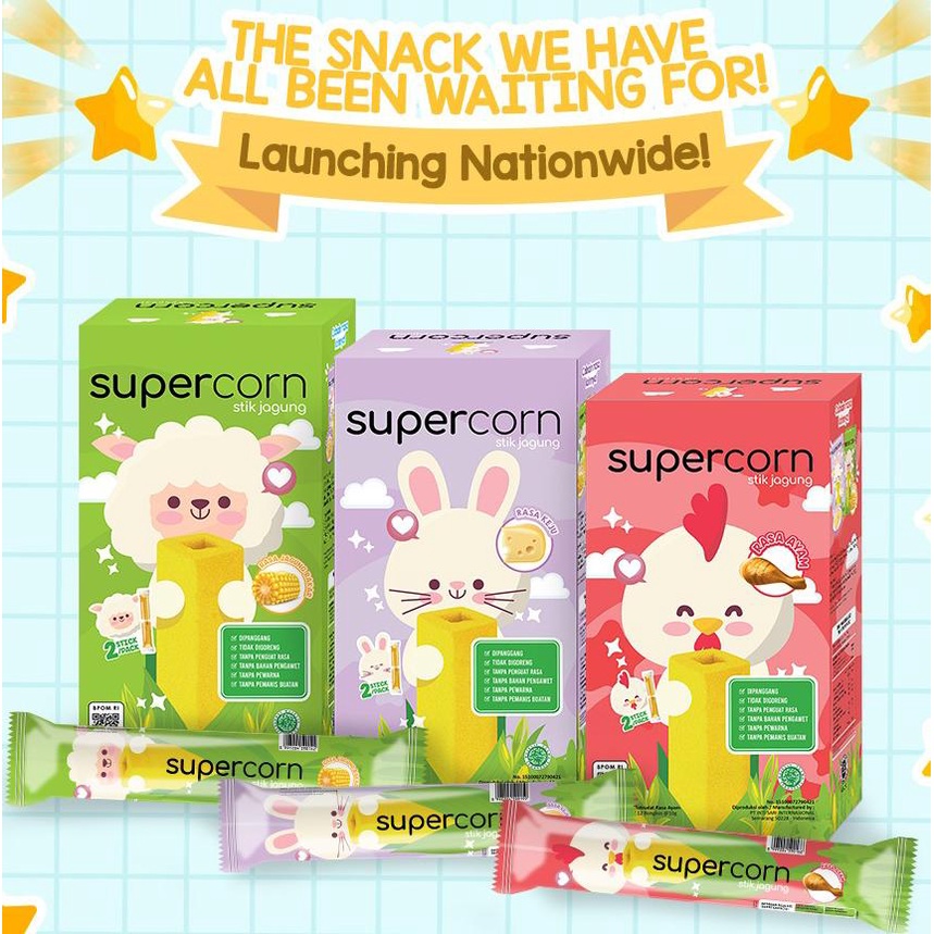 Supercorn Stik Jagung 12 pcs / Super Corn / Snack Cemilan Anak / NON MSG / Snack MPASI / Snack Bayi / Snack Anak / Cemilan Bayi / Cemilan Anak / Non Pengawet / Anti GTM / Halal Super Corn