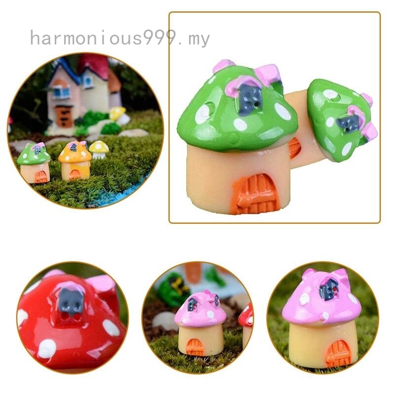 Mushroom Micro Fairy Garden Dekorasi DIY Handmade Bentuk Jamur Scene Resin Landscape Rumah Ornamen Ornamen Mini Rumah Kecil Lucu