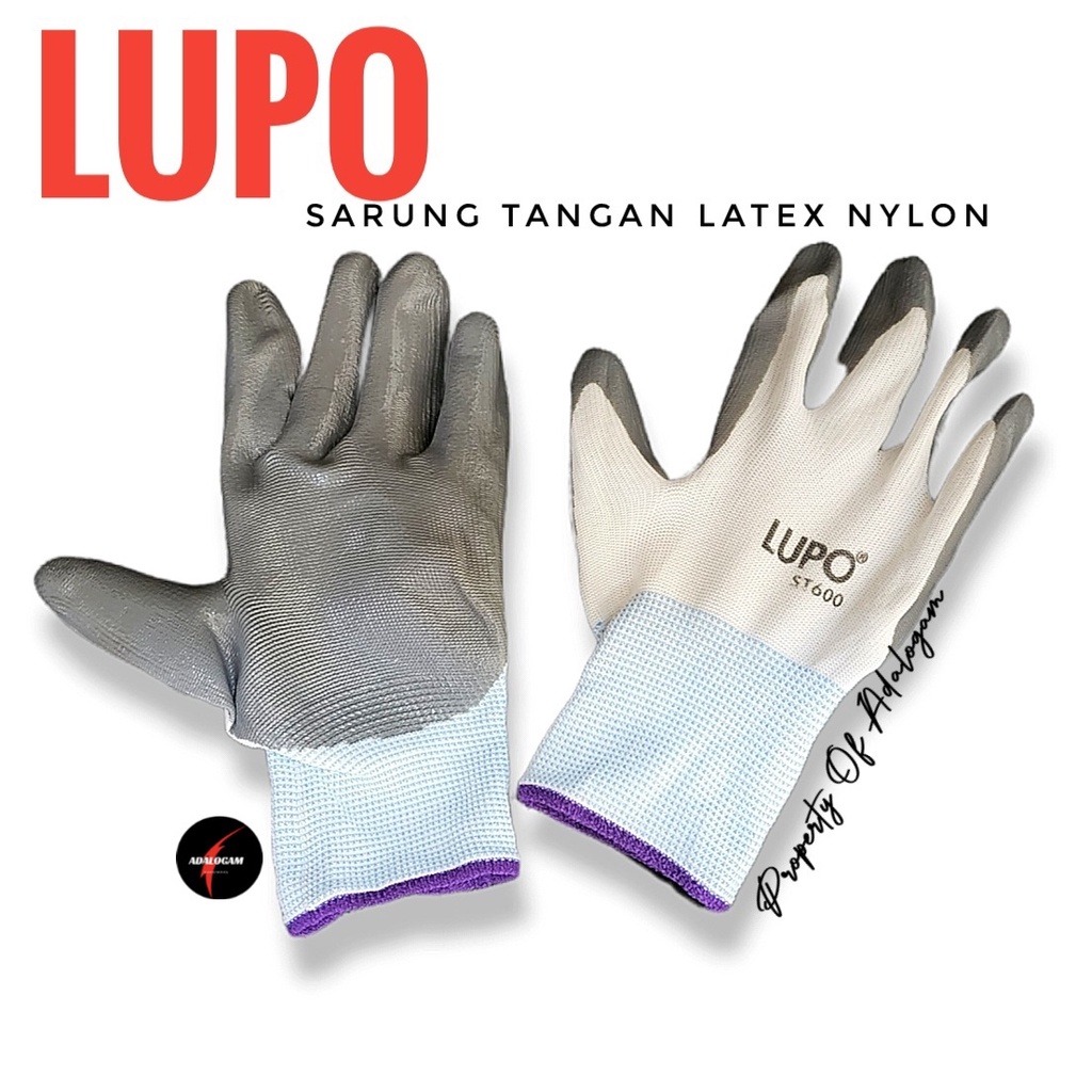 LUPO Sarung Tangan Karet Latex Palmfit Nylon Poliester - Super Gloves