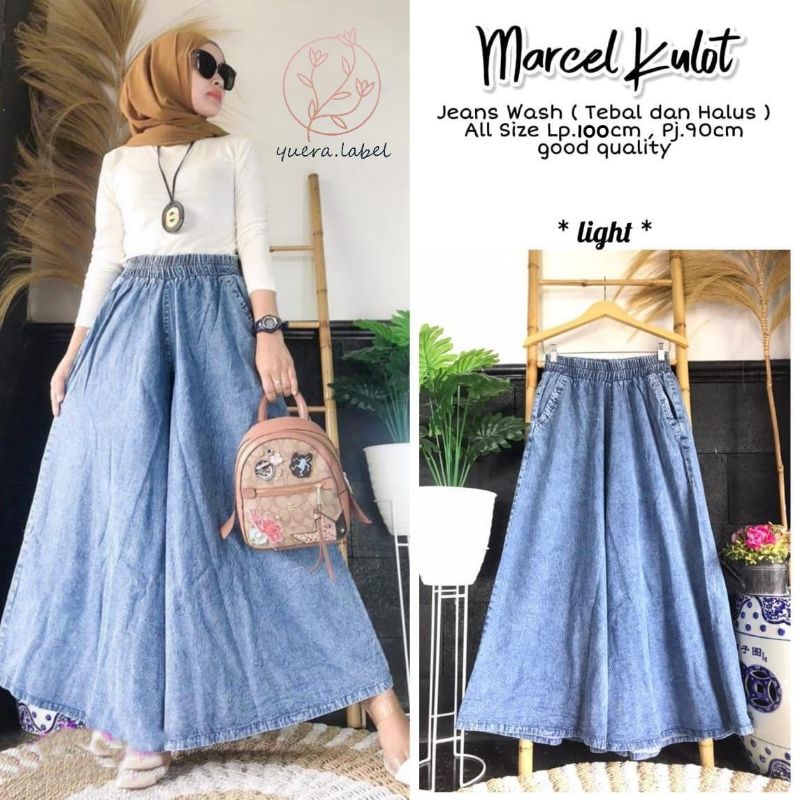 Marcel Palazo Celana Kulot Wanita Jumbo Jeans Snow Mayung Lp100-130 Fit XXXL Pg Karet By Yuera