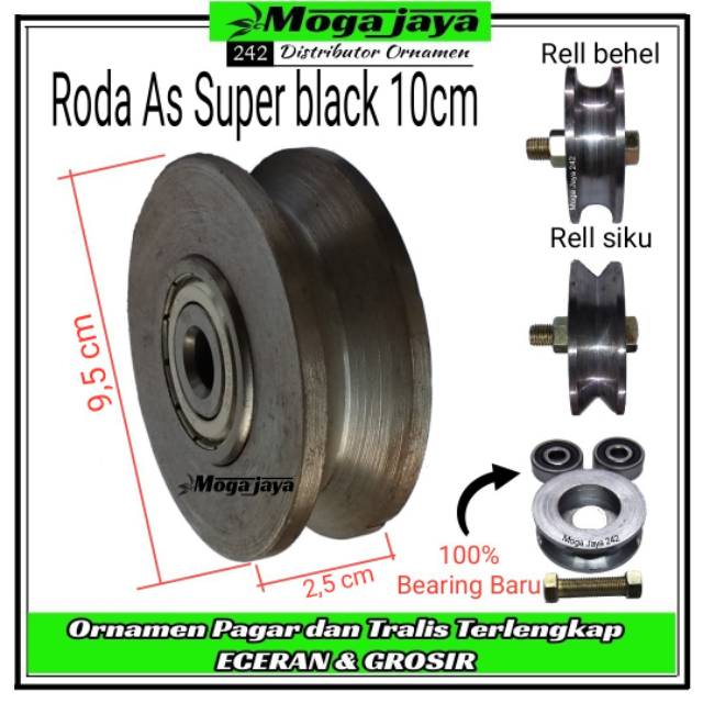 Roda Pagar Pintu Gerbang Super Black 10cm Besi As Roda Only Shopee Indonesia