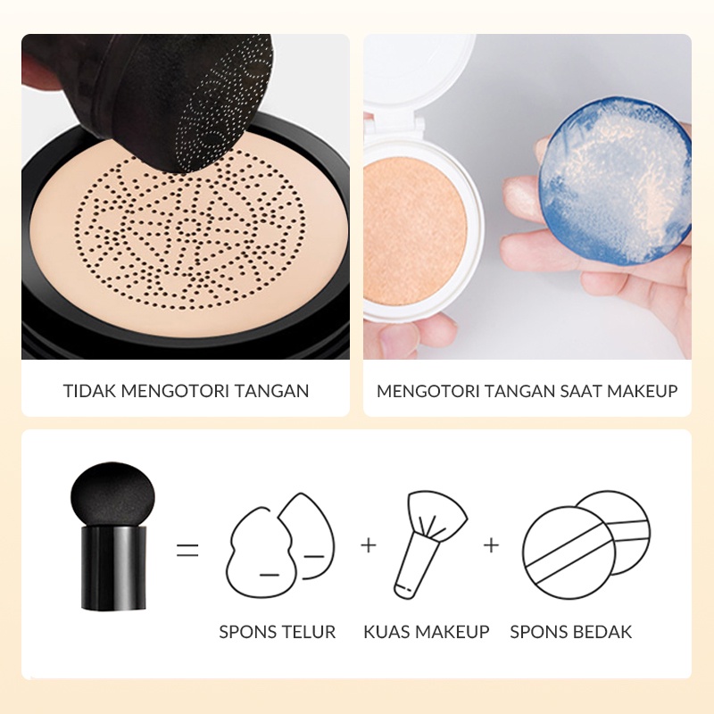 BioAqua Bio Aqua BB Cushion Whitening Beauty Cream Waterproof Bedak Cushion 20g Makeup tahan hingga 12 jam Menutupi Pori-pori