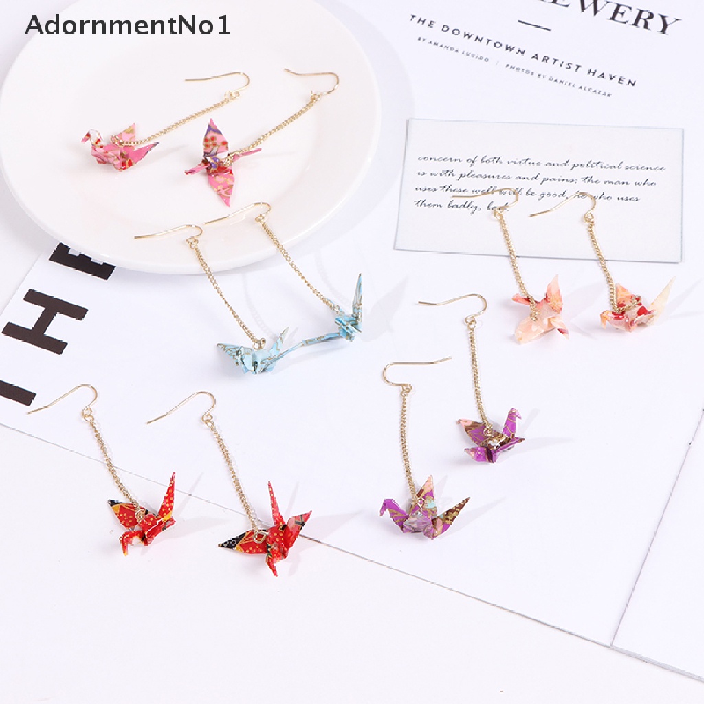 (AdornmentNo1) Anting Tusuk Gantung Desain Origami Burung Bangau Mini Untuk Wanita