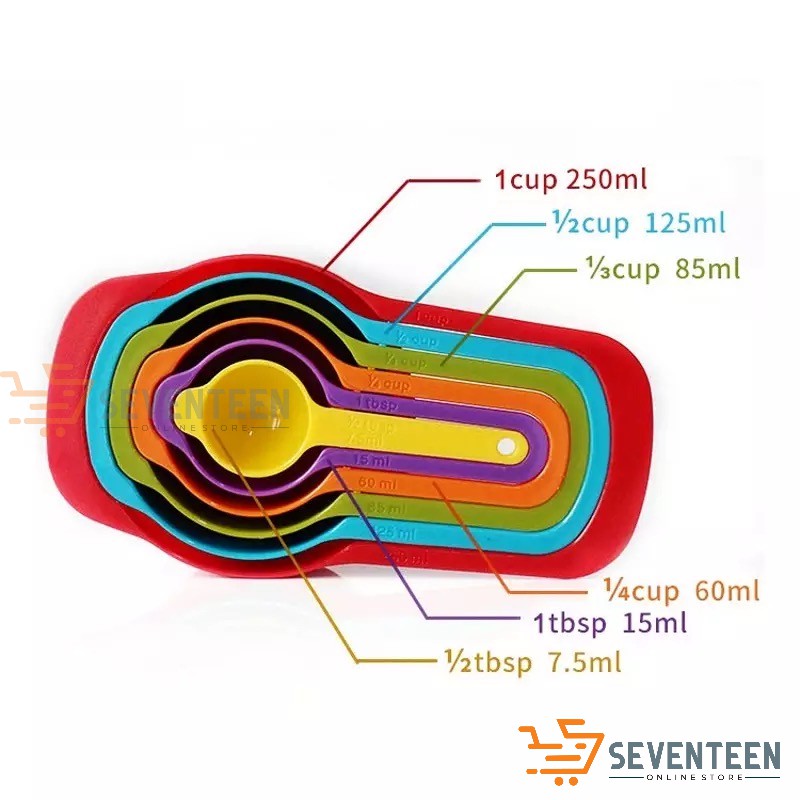 SENDOK TAKAR SET 6 IN 1 / TAKARAN SENDOK DAPUR / MEASURING SPOONS CUP