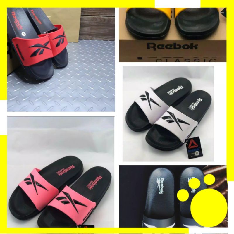 SANDAL SLOP REEBOK PRIA MURAH HITAM KUNING PUTIH MERAH PINK SENDAL SPORT FLIP FLOP SLIDE CEWEK COWOK
