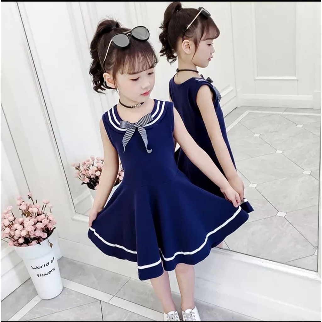 INV - DRESS KIDS LOLA COMBI RIBBON BIZZ / GP / MERAH / NAVY / TERBARU / TERPOPULER