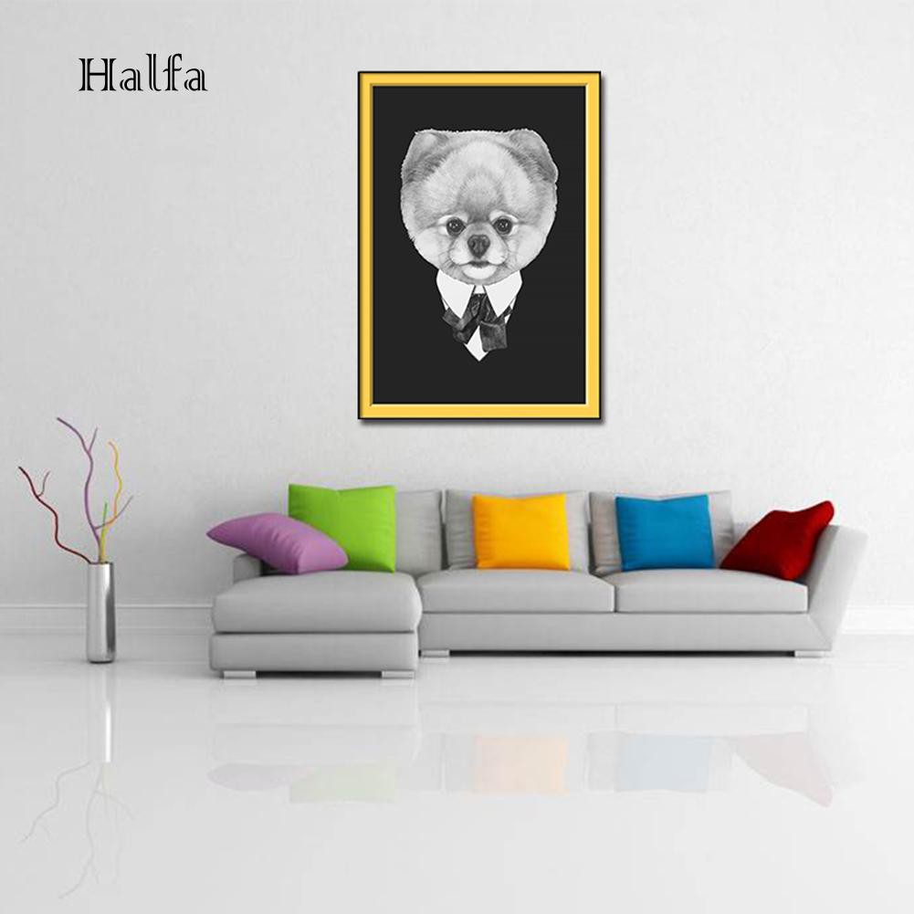 Hl Lukisan Dinding Modern Gambar Anjing Hitam Putih Untuk Dekorasi