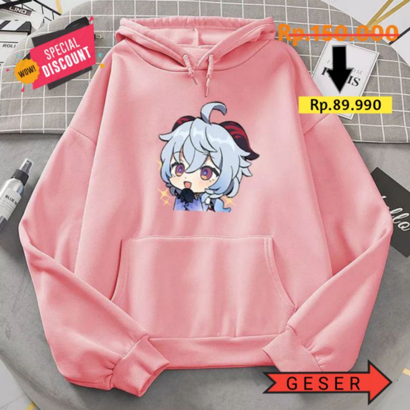 Jaket Hoodie Pria Anime Fashion Wanita Atasan Hitam L