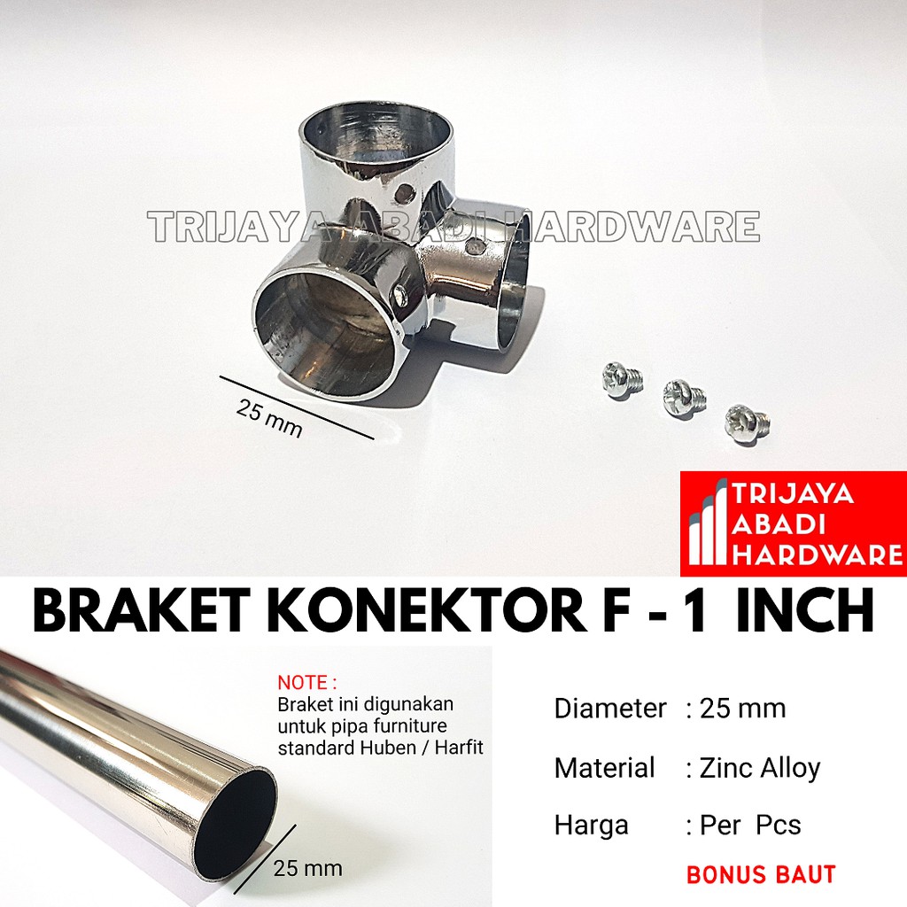 Braket Pipa Konektor F (3 Titik) Pipa Bulat 1 Inch (25 mm)