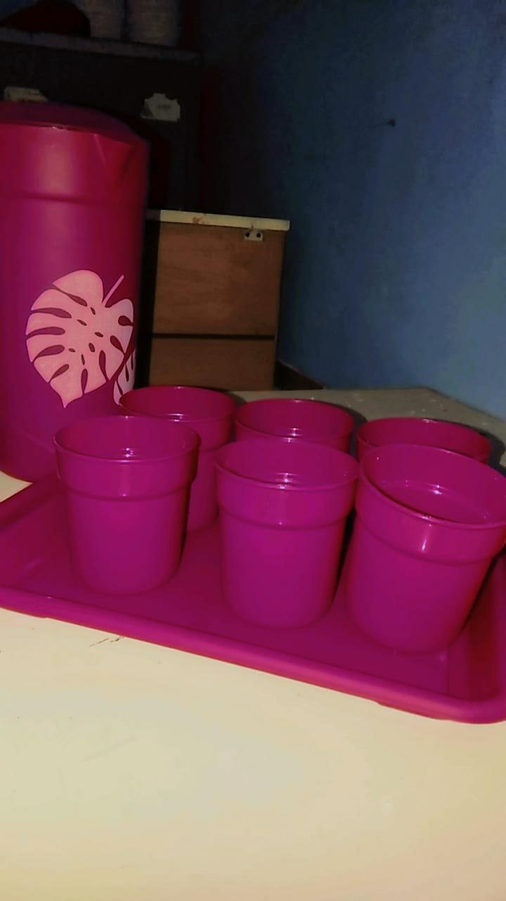 Eskan Pitcher Teko Set 2l Gelas Pelangi Plastik Bpa Free Aman Tidak Bau Plastik
