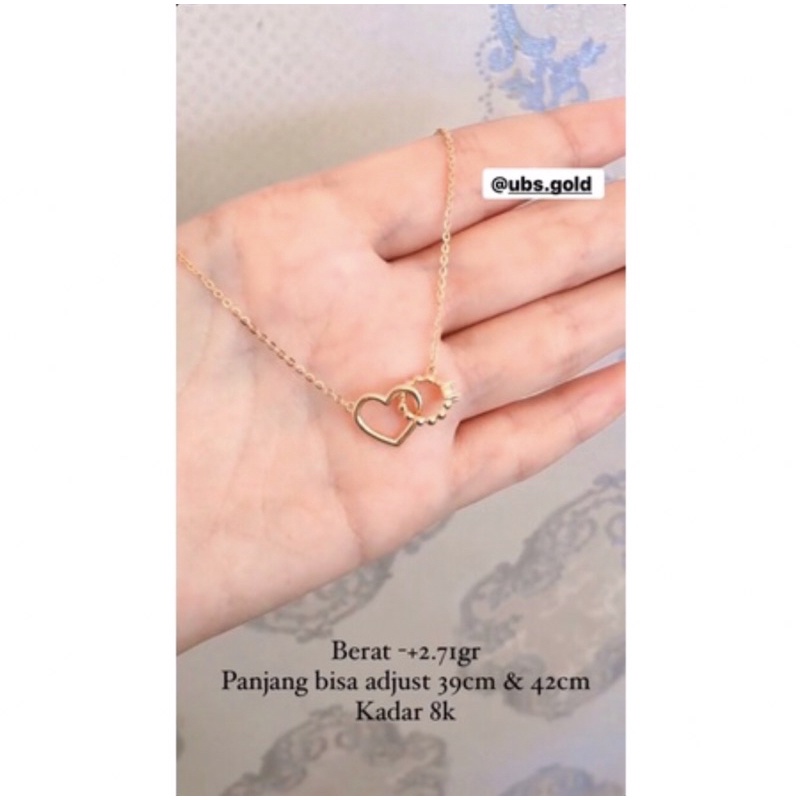 Kalung love fashion wanita dewasa kadar 375/8k ringan simpel elegan