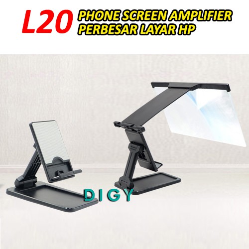 Pembesar Layar Smartphone 3d, L20 + Gratis Hoder dekstop standing ukuran 12 inc