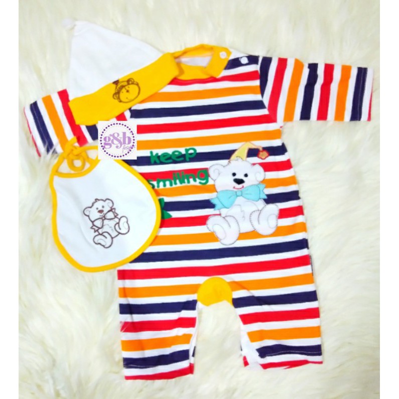 0-6 Bulan Jumper / Jumpsuit Bayi Set Keep Smiling