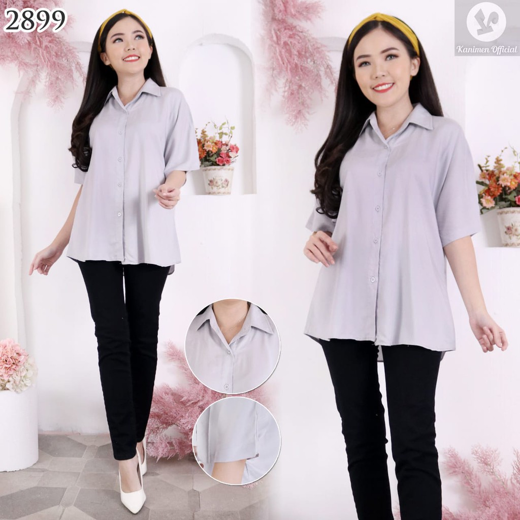 KEMEJA WANITA POLOS LENGAN PENDEK BASIC KATUN RAYON 30s -2899--2