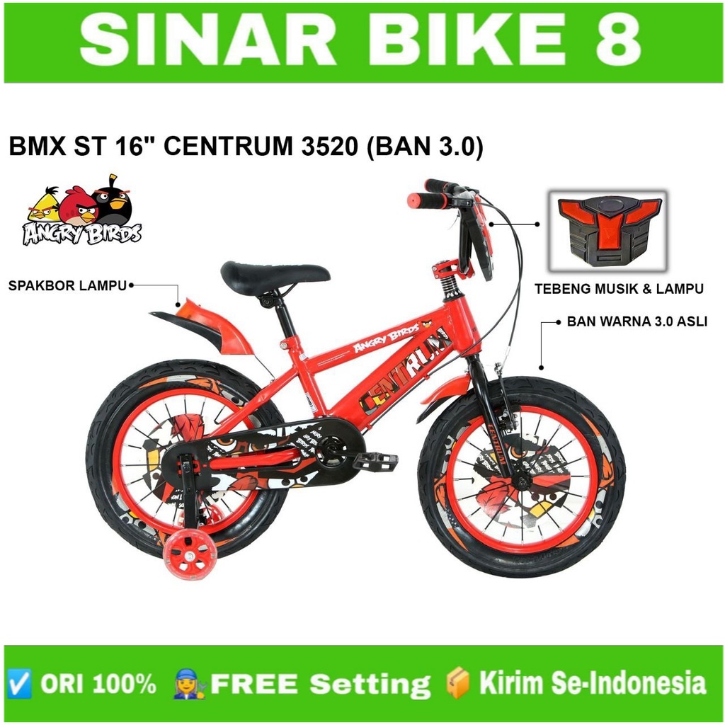 Sepeda Anak Laki BMX Centrum 3520 ANGRY BIRD Ukuran 12&quot;, 16&quot; dan 18 Inch